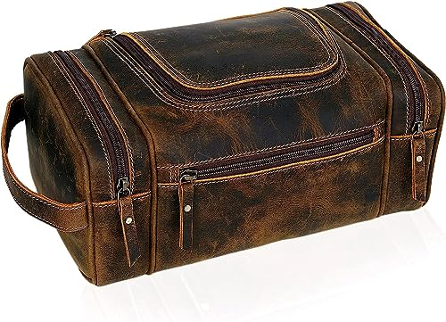 Dhk Devil Hunter Killer Kulturbeutel aus echtem Leder für Herren, extra großer Kulturbeutel für Herren aus Leder zum Aufhängen, Dopp Kit aus echtem Leder für Herren