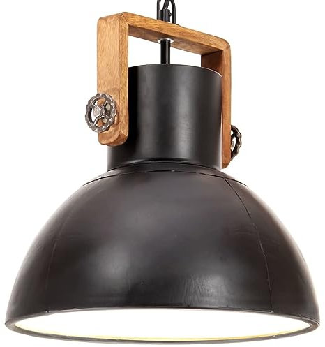 vidaXL Hängelampe Industriestil Pendelleuchte Deckenlampe Pendellampe Industrielampe Deckenleuchte Hängeleuchte Lampe Leuchte 25W Schwarz Rund 30cm E27