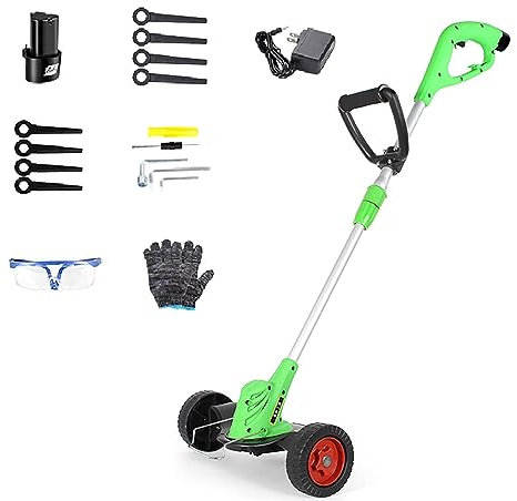 HYQHYX hand mower cylinder mower Electric Lawn Mower, 12V Hand Push Cordless Lawn Mower with Roller 3-speed Adjustable Rechargeable Lawn Mower
