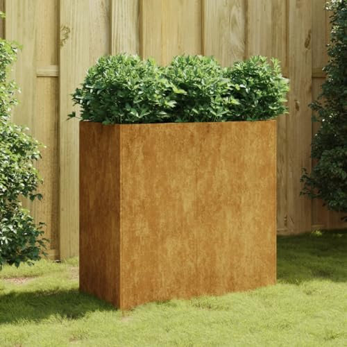 Festnight Cortenstahl Hochbeet Pflanzkübel aus Corten-Stahl 80 x 40 x 80 cm Hochbeete Für Garten Groß Pflanzgefäß Blumenkasten Pflanzkübels Gartenbeet Gemüsebeet Pflanzenbeet Garten