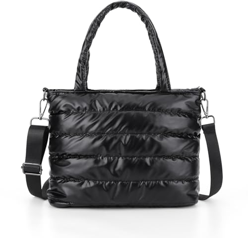 HICARRY Gesteppte Tasche Damen Groß Puffer Bag Stepptasche Winter Handtasche Damen Umhängetasche Fluffy Tote Bag Hohes Volumen Shopper Crossbody Bag Leichtgewicht Schultertasche