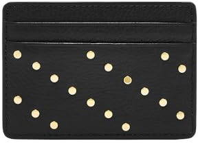 Fossil Porte-cartes femme Steven cuir verni froissé, Noir, SL10026631