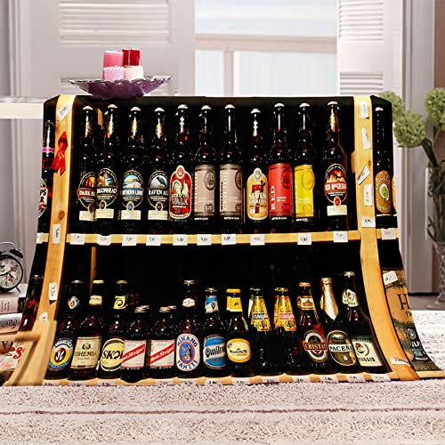 VACSAX Throw Blanket 3D Beer Cabinets Design Bed Blanket, Blankets And Throws 80x100Cm Printed Throw Blanket For Kids Boys Adults, Soft Flannel Warm Microfiber Sport Bedding For Bed Couch