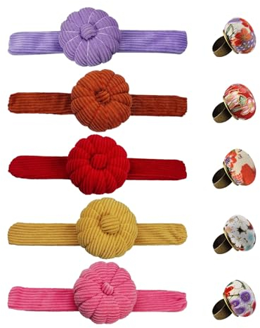 Handgelenk Nadelkissen Set, 5 Kürbis Nadelkissen mit Armband 5 Ring Nadelkissen Finger Nadelkissen DIY Handgelenk Nadelkissen zum Nähen, Sticken, Kreuzstich, Handarbeit
