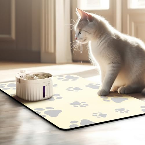 JanYoo Napfunterlage Katzen Futternapf Unterlage 50x35cm, wasserdichte Haustier Futtermatten rutschfeste Unterlage Katzennapf Fressnapf Futtermatte Katzenfutter Futternapf Matte(Beige)