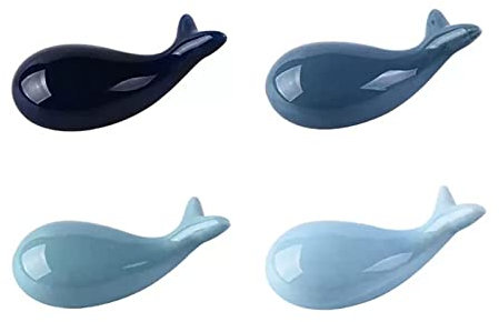 LuminescentDream 4Pcs Porcelain Chopsticks Rest Whale Shape Holder Chopstick Stand Rack Pen Rack，Kitchen Dinnerware Flatware Supplies，For Dinner Home Kitchen