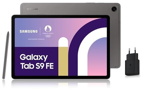 Samsung Galaxy Tab S9 FE Tablette, 10.9'' Wifi 128Go, Chargeur Secteur Rapide 25W Inclus [Exclusivité Amazon], S Pen Inclus, Batterie Longue Durée, Certification IP 68, Anthracite, Version FR