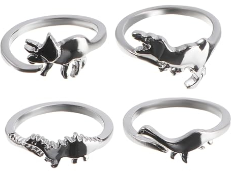VALICLUD 4 Stück Dinosaurier ring Dinosaurier-Ringe dekorative Fingerringe schmuck Dinosaurier-Frauenringe Ringe im Dinosaurier-Design Strasssteine schmücken Gürtelring