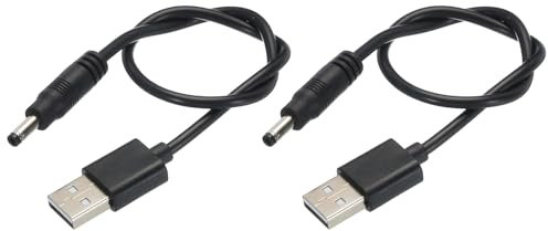 QUARKZMAN Cable de Alimentación USB a DC 0.3 m Cable USB a DC 4.0mm x 1.7mm 5V Cable de Alimentación Negro para Mini Ventilador Cámara Teléfono Móvil Tableta Dispositivos 2Uds