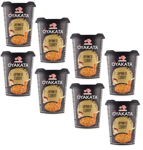 Oyakata® | Instant-Topf mit Soße und Nudeln | Instantnudeln mit Currygeschmack - 8 x 90 Gr | Japanische Currynudeln