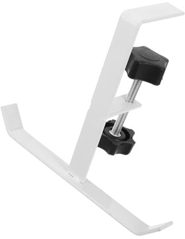 TINEASUR Desk Schoolbag Hook Iron Purse Hanger for Table Movable Bag Holder Anti-Slip Design Versatile Storage for Clothing Accessories Sleek Practical White U-Shaped