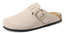 QUEEN HELENA Sabot Scamosciati Sandali Chiusi Donna X30-210 (Khaki, Sistema Taglie Calzature EU, Adulto, Donna, Numero, Media, 37)