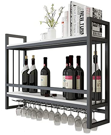 Deckenregal Decken Weinregal Industrielle Weinregale zur Wandmontage, rustikaler Weinhalter aus Metall, Wandhalterung für Weingläser, Holzregale, Wandregal für Bar, Restaurants, Küche, Lagerregal