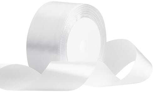 Weiss Satinband 40mm x 22 Meters Stoffbänder für Geschenkverpackungen, Blumensträuße, Kunsthandwerk und Hochzeitsdekoration