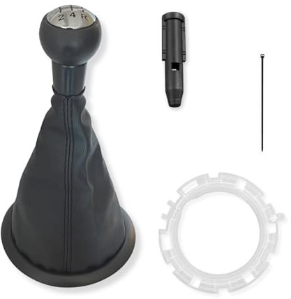 1neiSmartech Kit de pomo de cambio de 5 marchas manuales con funda para palanca de cambios, virola y marco exterior negro compatible con Citroen C3 2003-2009, con adaptador, OEM 2403CV, 1606400280,