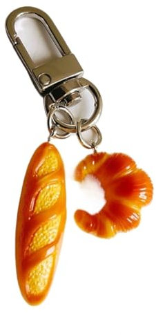 AVLUZ Porte-clés Imitation Croissant pain Baguette, porte-clés alimentaire amusant fait à la main, pendentif sac à dos, sac à main, accessoires cadeau