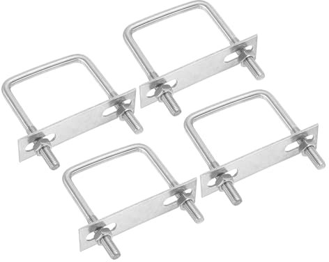 PATIKIL M8x60x60mm Square U-Bolts Kit, 4Set 304 Stainless Steel Square U Shaped Bolts Replacement Parts with Frame Plates and Nuts for Ski Board Sailboat Trailer