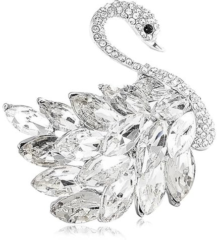 PYAIOVR Broche en forme de rose Broche en Alliage, Broche élégante Broche Fantaisies Cygne de cristal incrustation de strass Broche Accessoire badges à épingles bouton strass