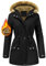 UMIPUBO Cappotto Giubbotto Donna Invernale Parka Giacca Caldo Cappotti Imbottita con Cappuccio Rimovibile Antivento Media Lugghezza Impermeabile Giubbino in pile Outdoor (Nero, M)