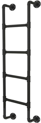 Scala a pioli in ferro battuto per cantina, finestra, facile installazione, per soffitta e letto a castello, 290 cm, colore: nero