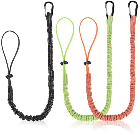 DBREAKS 3 Stück Werkzeug Fallschutz, Sicherheits-Schlüsselband mit Karabiner, Werkzeug-Schlüsselband, Stoßdämpfend Werkzeugsicherung Lanyard, Werkzeugleine Absturzsicherung(Schwarz/Rot/Grün)