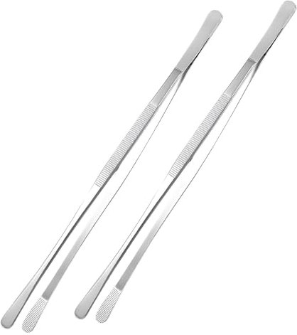 HTRTRR Lot de 2 Pinces de Cuisine Droites en Inox – Pince à Griller 30 cm pour Barbecue, Cuisine, Poêle, Décoration – Pince Précise en Acier pour Aliments