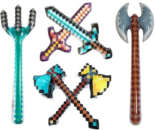Aufblasbares Schwertspielzeug,6 Stück Aufblasbare Spiel Schwerter, 65cm Aufblasbares Pixel Schwert PVC Kinder Aufblasbares Schwert Pixel Spielzeuge Partyzubehör Kindergeburtstag für Mädchen Jungen