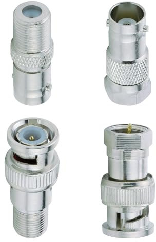 ACONRFTOL BNC zu F Typ Adapter 4PCS Typ F zu BNC Stecker Set BNC zu F Koaxial Adapter BNC Männlich Weiblich F Typ Männlich Weiblich CB Funkadapter für CCTV Video SDI HD Satellit Überwachungs Scanner
