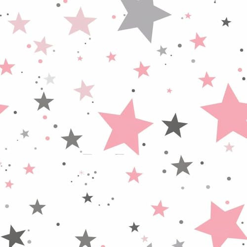 JIAOQSS Papier Peint Adhesif Mural Étoiles roses et grises papier peint amovible pour la décoration de la pièce et des arrière-plans de placards