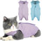 TYXHXTF 2Pcs Katzenbody Nach Op, Erholungsanzug Kleidung, Katzenanzug Nach der Operation Anti-Leck-Anzug, ErholungskragenAlternative für Katzen(M) (Blau+Lila)