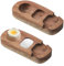Qixuer Juego de 2 hueveras de madera, 15,3 x 6,5 x 2,5 cm