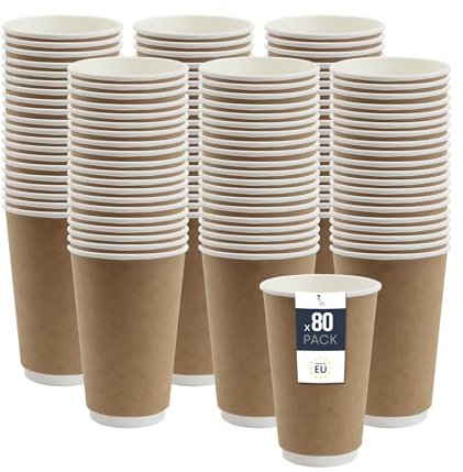 BenBow Paper Thermal Cups 400 ml x 80 - Made of Paper for Hot Drinks Such As Coffee, Tea and Mulled Wine