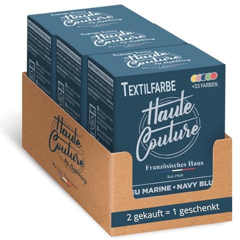 Haute Couture Blau Textilfarbe – 3x350g – Marineblau - Alles-in-Einem – Fertig zur Anwendung für Kleidung und Stoffe