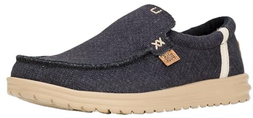 HEYDUDE Mikka Jute - Zapatos Estilo Mocasín para Hombre, Black/Irish Cream, 44