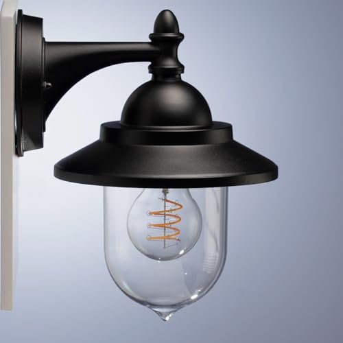 EBION Aussenlampe Wand E27, AußEnlampe AußEnwandleuchten Aluminum Ip44 Wasserdicht, Wandleuchte Vintage Ausenbeleutung Hauswand Schwarz, Garten, Veranda, Terrasse, GlüHbirne Nicht Enthalten