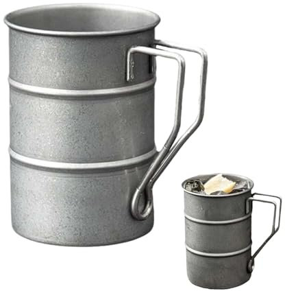 LNGJIN Campingbecher aus Stahl, Metallbecher,Camping-Weinglas, Kaffeetasse mit Henkel, Teetasse aus Edelstahl, Campingbecher im VintageStil – 380 ml, geeignet als Party-, Camping-Geschenk und mehr.