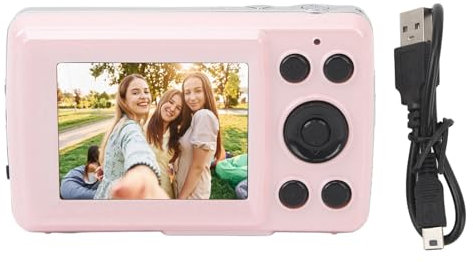ZenithAur Compact Mini Camera, 1080P Digital Camera with 16X Zoom and 2.4 Inch Display, Auto Focus Vlogging Selfie Camera for Boys Girls Kids Teens (Pink)