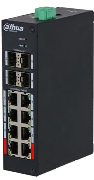 DAHUA DH-HS4412-8ET-96 - Interruttore PoE industriale L2 a 8 porte, colore: Nero