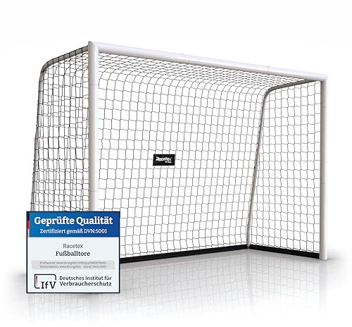 Racetex Fussballtore für Garten Kinder und Erwachsene [ENORM ROBUST] - Fußballtor Kinder mit Stabiler Stahlrahmen Front - Fußballtore inkl. Edelstahl Erdanker - Das Perfekte Tor für den Garten 300