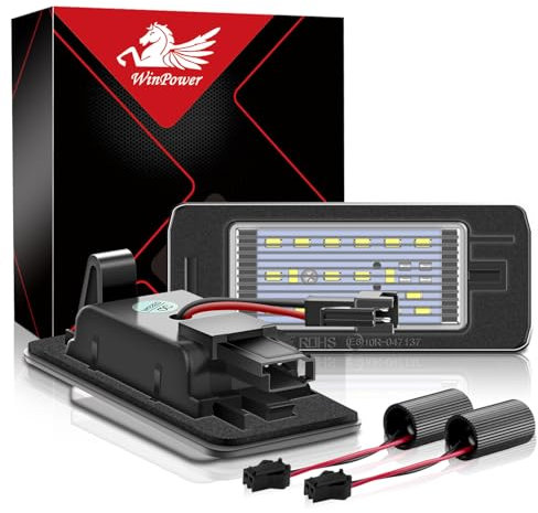 WinPower Kennzeichenbeleuchtung Glühbirnen Nummernschildbeleuchtung Fehlerfreie 6000K Weiße Lampe Kompatibel mit Astra J Sports Tourer J Zafira Tourer C P12 usw., 2 Stück