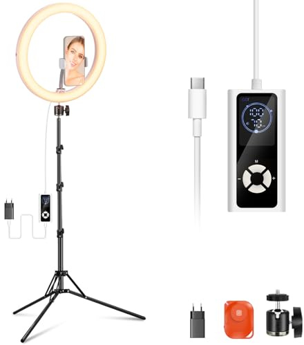 NEEWER RH12B Pro 12 30W LED Ringlicht Hochleistungs mit 71 Stativständer Kompatibel mit iPhone, 3290lux Bi Farbe Selfie Kreislicht Handy Halterung für Videoaufnahmen Makeup Stream, 2900-7000K CRI97+