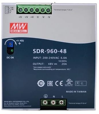 BIVOO 1 Uds SDR-960-48 48V 20A 960W Carril DIN Industrial de Salida única con Fuente de alimentación conmutada de función PFC