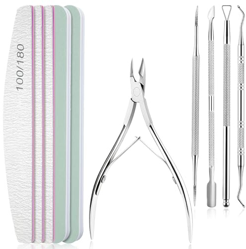 flintronic Juego de 10PCS Limas de Uñas 100/180 de Esmalte, Juego de 10PCS Limas de Uñas Profesionales, Limas para Uñas de Doble, Empujador de Cuticulas, Pulidor de Uñas, Salón, Uso Doméstico