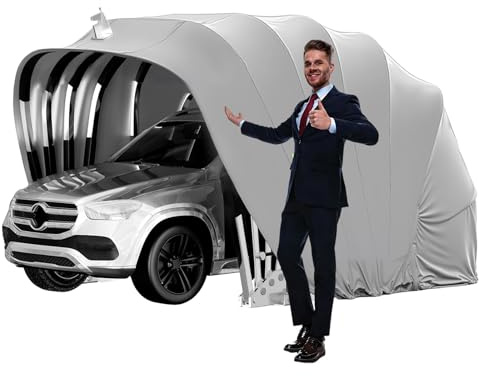 Schwerer Carport aus Edelstahl, Robuste Einziehbare Auto-Markise mit Schloss, Faltbarer Halbautomatischer, Langlebiger Unterstand, Wetterfester Carport L5.5/5.9 * W2.7 * H2.45m