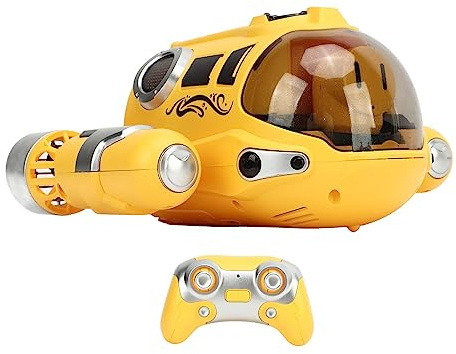 POENVFPO Ferngesteuertes Motorboot, 2,4-GHz-RC-Boot-ABS-Rumpf mit Wassersensor-Sicherheit und 25 M Steuerreichweite, 500-mAh-Akku für Badewanne, Teich, See, Kinder (Yellow)