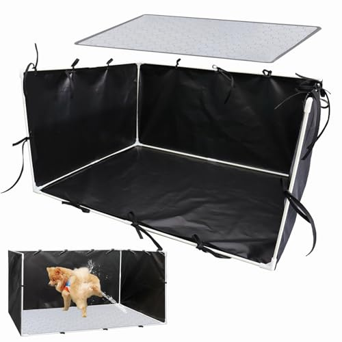 Dog Bowl - 35 Inch Splash Guard Pet Toilet Fence | 600D Oxford, Easy to Clean, Adjustable Pen for Small to Medium Dogs Indoor and Outdoor