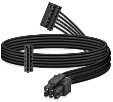 RIIEYOCA 18AWG Mini 6 Pin to SATA Power Cable 45CM,5V/3A ATX Mini 6 Pin to Dual SATA 15 Pin Female Power Splitter, Storage Expansion Upgrade Cable for SSD HDD DVD Drive.