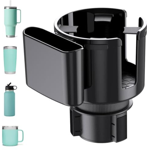XoeLLe Porte Gobelet Voiture Réglable avec Support de Téléphone | Porte Gobelet, Porte Gourde Grandes Bouteilles Compatible pour Bouteilles Boissons Tasse de Café Voiture