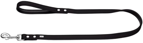 HUNTER BASIC Führleine für Hunde, beschichtetes Spaltleder, Kunstleder, Handschlaufe, witterungsbeständig, 1,8/100 cm, schwarz