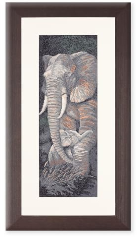 Lanarte Kreuzstich Stickpackungen Gezählter Kreuzstichbilder Set ELEFANT MIT JUNGEM Wanddekoration Handarbeit Set für Erwachsene 17 x 50 cm DIY Deko Bastelset Handwerker Kreative Geschenkset